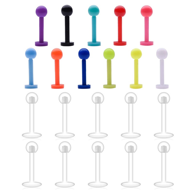 D.Bella Clear Cartilage Earring-21pcs 16G Acrylic Bioflex Tragus Retainer Lip Rings Nose Studs Labret Ear Helix 8mm - Image 4