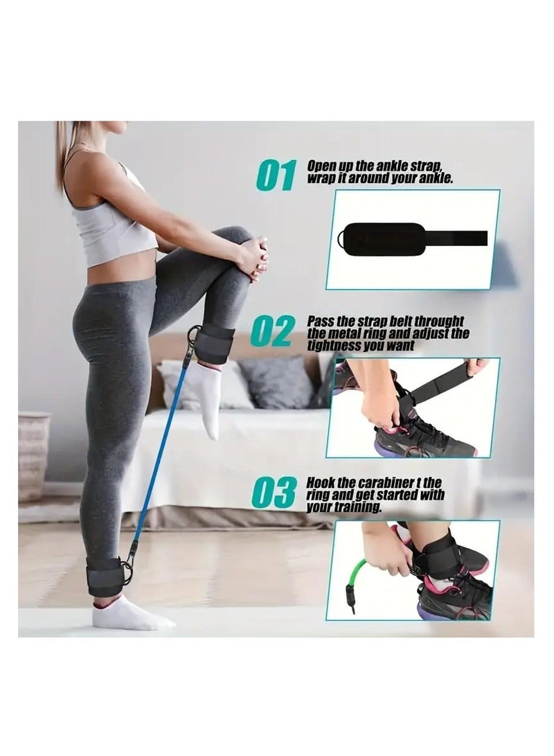 Cuken 6 Pcs Ankle Resistance Bands with Cuffs, Perfect for Home Workouts and Fitness Training, Resistance Bands for Leg Training Exercise Equipment, Kickbacks Hip Gluteus Training Exercises - Image 4