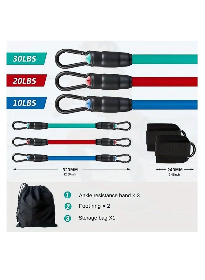 Cuken 6 Pcs Ankle Resistance Bands with Cuffs, Perfect for Home Workouts and Fitness Training, Resistance Bands for Leg Training Exercise Equipment, Kickbacks Hip Gluteus Training Exercises - Image 2