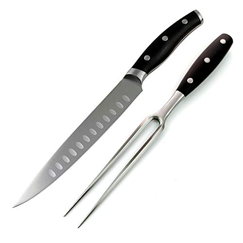 kakamono Carving Knife and Fork Set - with 8" Carving Knife &8" Straight Metal Fork Triple-Rivet German Steel Forged Kitchen Carving Set, Professional Meat Carving Knife Gourmet BBQ Tool Set - Image 1