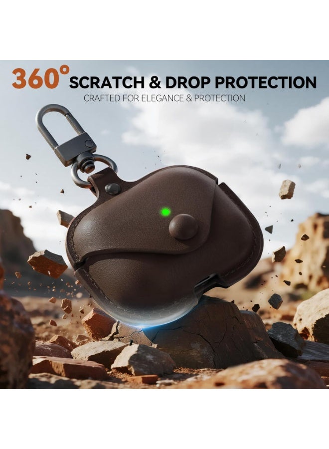 for Airpods Pro 3 Case Leather, Magnetic Automatic Lock for Airpods Pro 3 Case with Keychain & Cleaner Kit, Full Protective Leather Case Cover for Airpods Pro 3, Men Women (Dark Brown) - Image 4