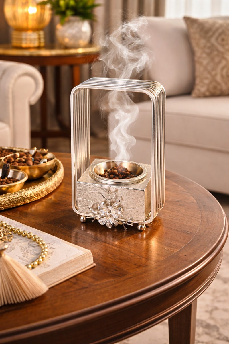 Radin Dubai Frame Style Incense Bakhoor Burner With Handle | Traditional Arabic Mabkhara | Decorative Metal Oud Burner For Home And Majlis - Image 3