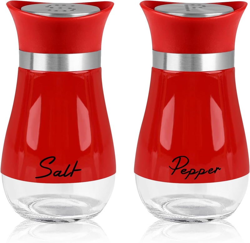 accmor Salt and Pepper Shakers Set, 4 oz Stainless Steel Salt Pepper Shaker Containers with Glass Bottom for Kitchen Cooking, BBQ, Bar, Table, RV, Camp - Image 1