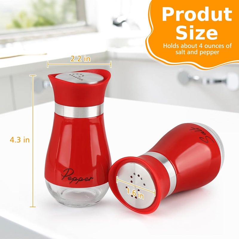 accmor Salt and Pepper Shakers Set, 4 oz Stainless Steel Salt Pepper Shaker Containers with Glass Bottom for Kitchen Cooking, BBQ, Bar, Table, RV, Camp - Image 2