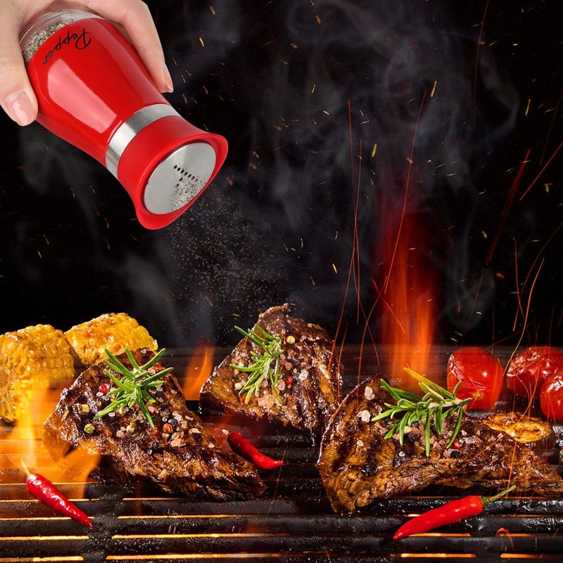 accmor Salt and Pepper Shakers Set, 4 oz Stainless Steel Salt Pepper Shaker Containers with Glass Bottom for Kitchen Cooking, BBQ, Bar, Table, RV, Camp - Image 4