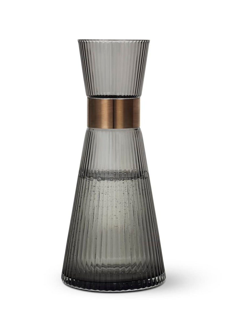 Rosendahl Grand Cru Nouveau 33.8 oz. Water Carafe - Elegant Smoke-Colored Mouth Blown Glass with Patinated Steel Accents, Dishwasher Safe - Stylish & Functional Design for Modern Living - Image 2