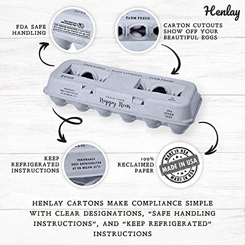 Henlay Egg Cartons- Adorable Printed Design for Farm Fresh Eggs, Recycled Paper Cardboard, Sturdy & Reusable, Holds up to XL Chicken Eggs (Blank Stamping, 25) - Image 3
