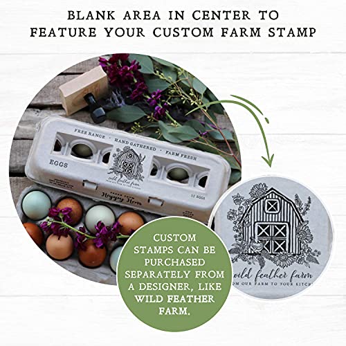 Henlay Egg Cartons- Adorable Printed Design for Farm Fresh Eggs, Recycled Paper Cardboard, Sturdy & Reusable, Holds up to XL Chicken Eggs (Blank Stamping, 25) - Image 4