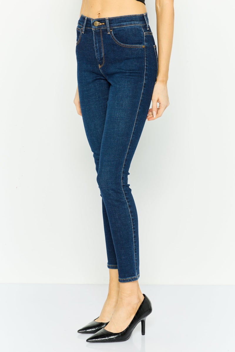 Wrangler Women Skinny Fit Washed Stretchable Jeans, Navy - Image 4