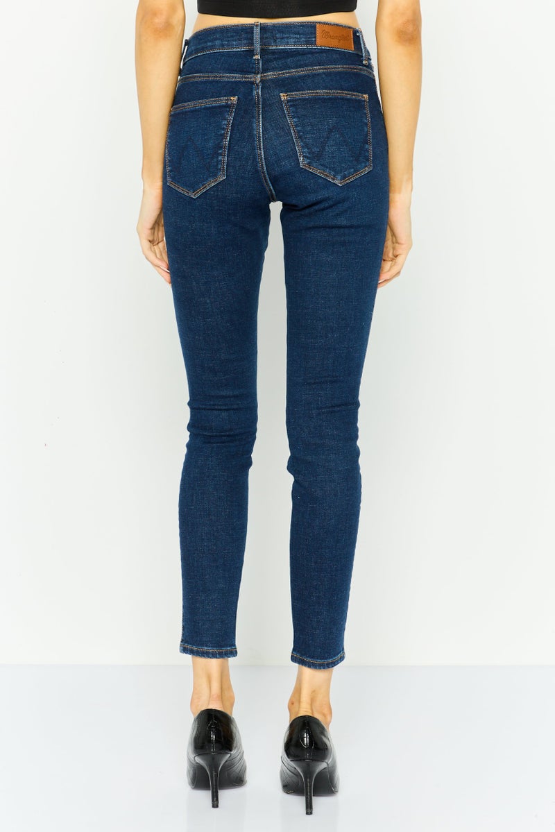 Wrangler Women Skinny Fit Washed Stretchable Jeans, Navy - Image 2