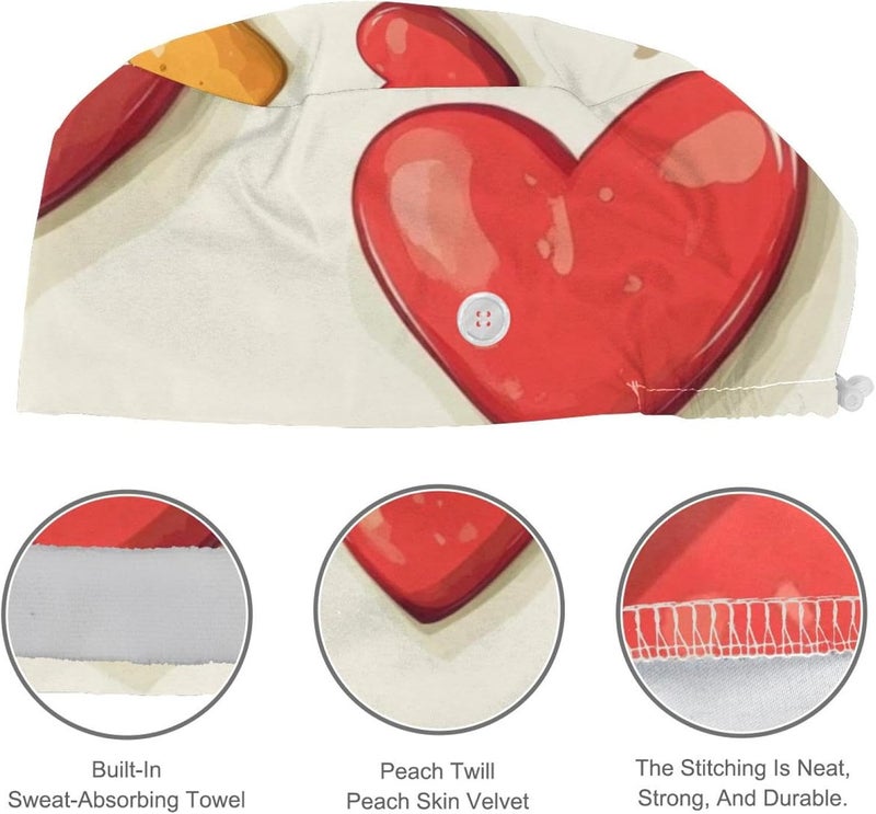 Adjustable Working Cap, 4 Packs Colorful Hearts (4) Working Hat Sweatband for Women & Men, One Size - Image 4