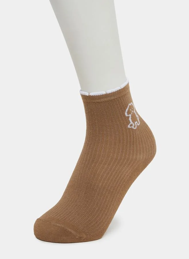 ستايلي Pack of 3 - Dog Embroidered Ankle Length Socks