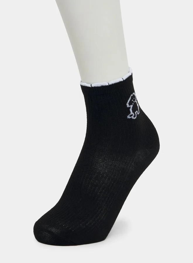 ستايلي Pack of 3 - Dog Embroidered Ankle Length Socks