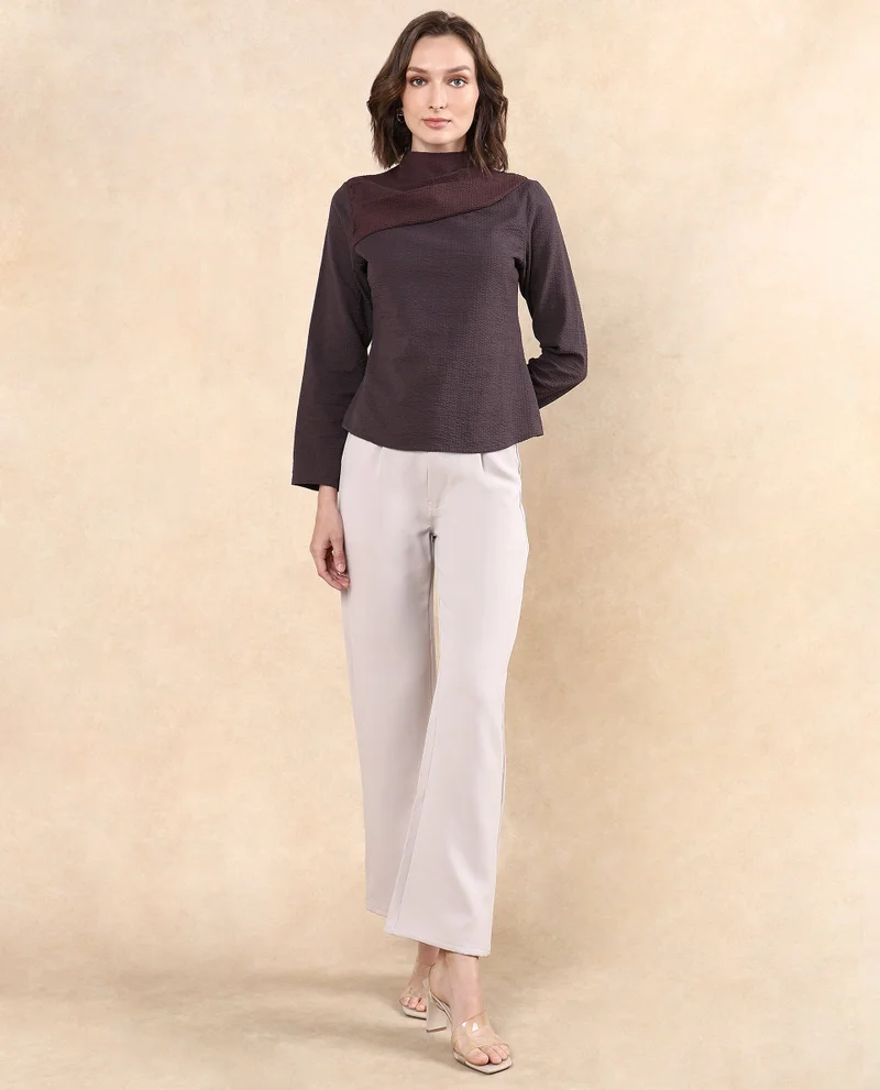 Rareism Women's Two Tone Cut And Sew Top