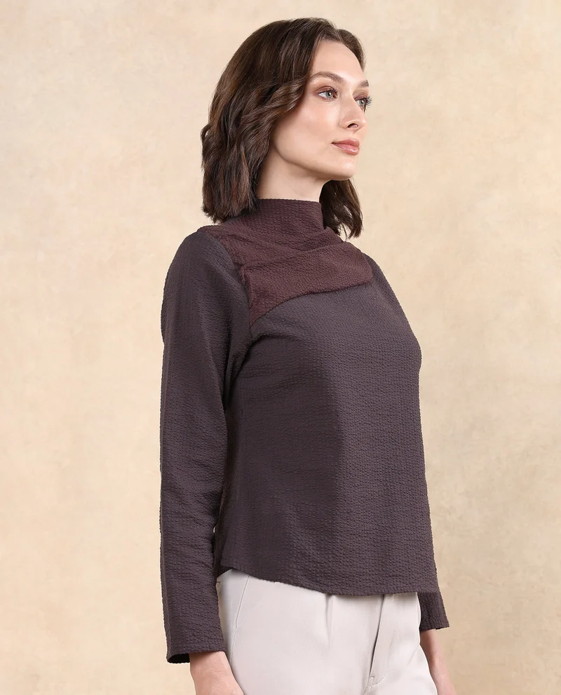 Rareism Women's Two Tone Cut And Sew Top