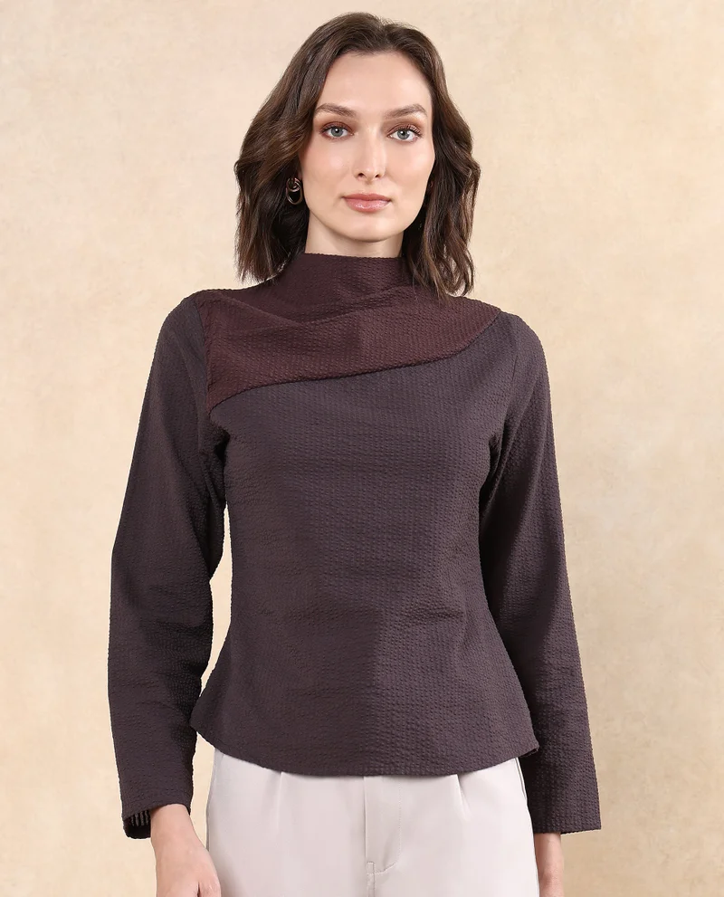 ريريزم Women's Two Tone Cut And Sew Top