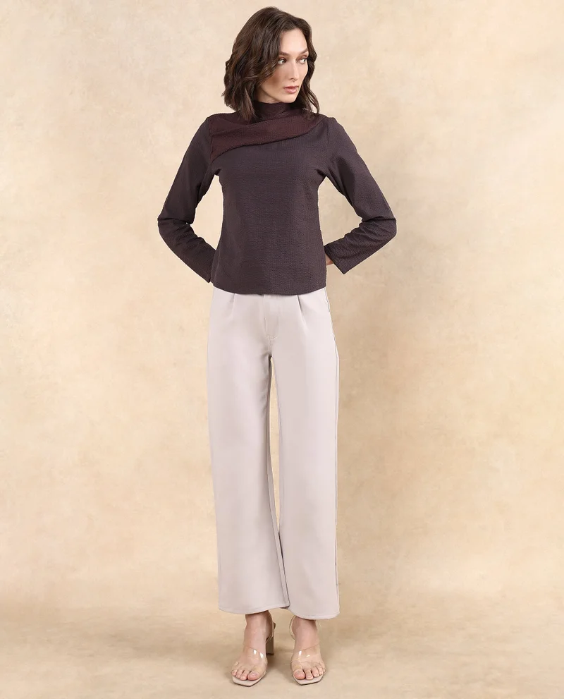 Rareism Women's Two Tone Cut And Sew Top