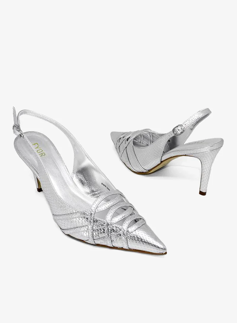 Fyor  Metallic Sling Back Heeled Sandal BWR 066 for Women | Best Price UAE