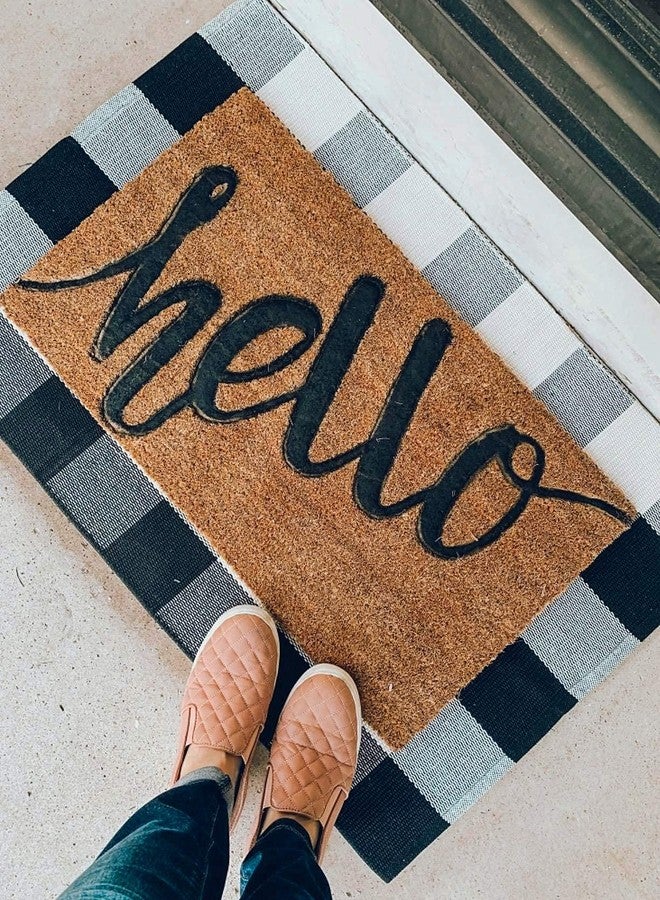 Levinis Buffalo Check Rug - Cotton Washable Porch Rugs Durable and Washable Outdoor Rugs Door Mat Hand-Woven Buffalo Plaid Rug for Outdoor/Kitchen/Bathroom/Entry Way/Bedroom, 23.6" x 35.4" - Image 3