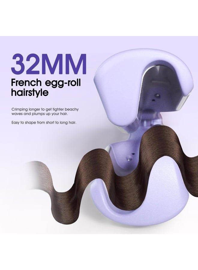 Tieumioe Beach Wave Curling Iron Deep Waver Hair Tool, Mermaid Hair Waver for Women Crimper, Anti-Scald, Dual Voltage, 1.4 Inch Ceramic Double Barrel Wavy Curling Iron, Purple - Image 4