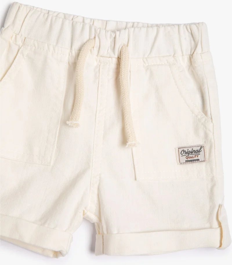 KOTON Cotton Shorts, Tie Waist, Pocket, Folding Legs