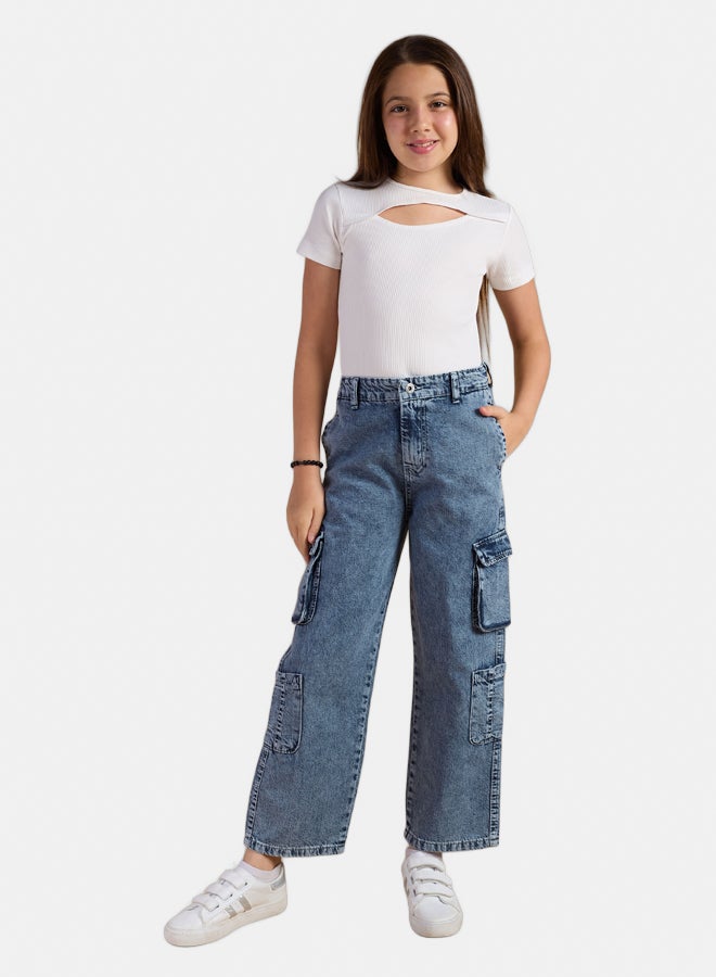 AMB Kidswear Girls' Wide Leg Jeans - Image 1