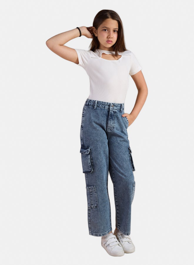 AMB Kidswear Girls' Wide Leg Jeans - Image 3