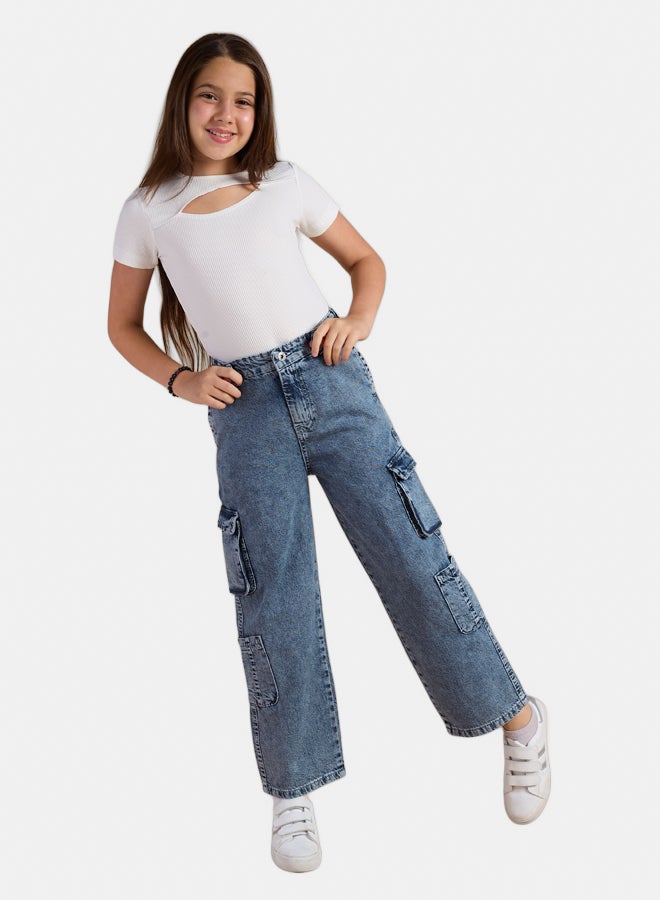 AMB Kidswear Girls' Wide Leg Jeans - Image 2