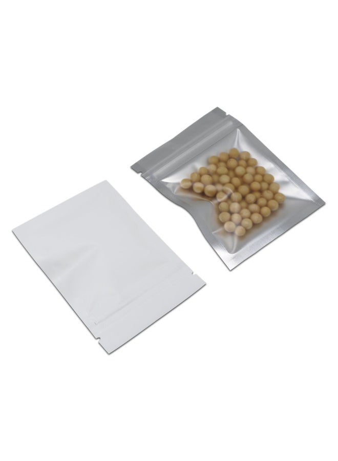 Ferenli 100 Pieces Mylar Food Storage Bag Zipper Lock Matte Aluminum Foil Airtight Bag With Front Window Plastic Packaging Pouch For Zip Flat Heat Seal Lock Resealable 7.5X10Cm 3X3.9 Inch White  - Image 1