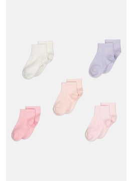 bebe Kids Girl 5 Pairs NonTerry Quarter Socks, Multicolor 