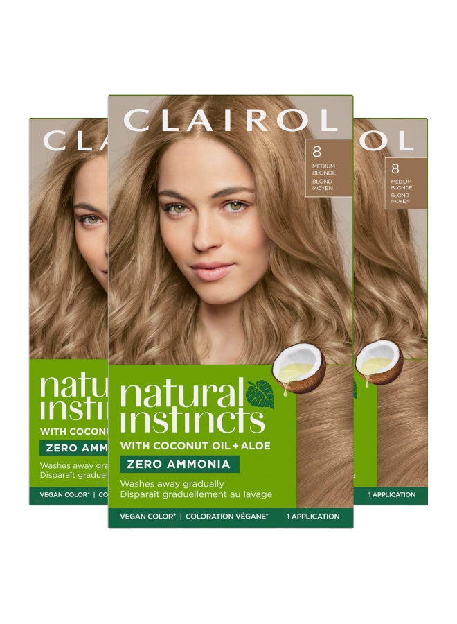 Clairol Natural Instincts DemiPermanent Hair Dye 8 Medium Blonde Hair Color Pack of 3 - Image 3
