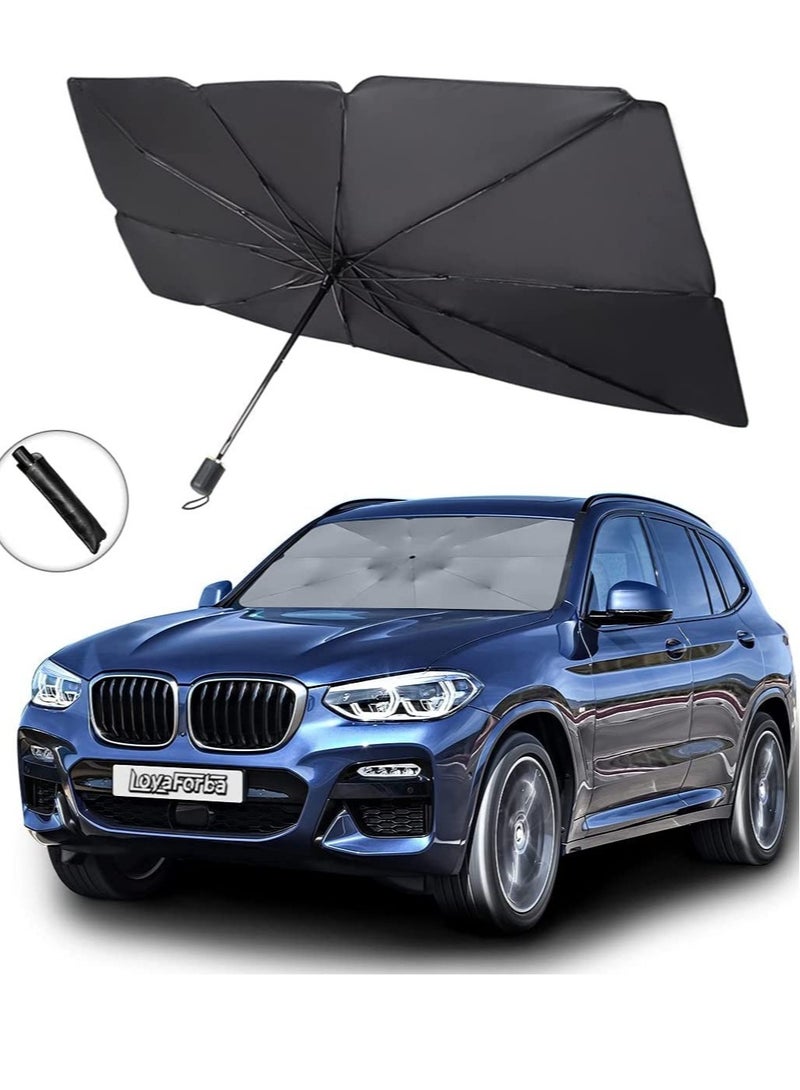 car sun shade umbrella for windshield,foldable sunshades umbrella for car front windshield Blocks UV Rays heat，Sun Visor Protector Keep Vehicle Cool and Protects Auto Interior (145cm*79cm) - Image 1