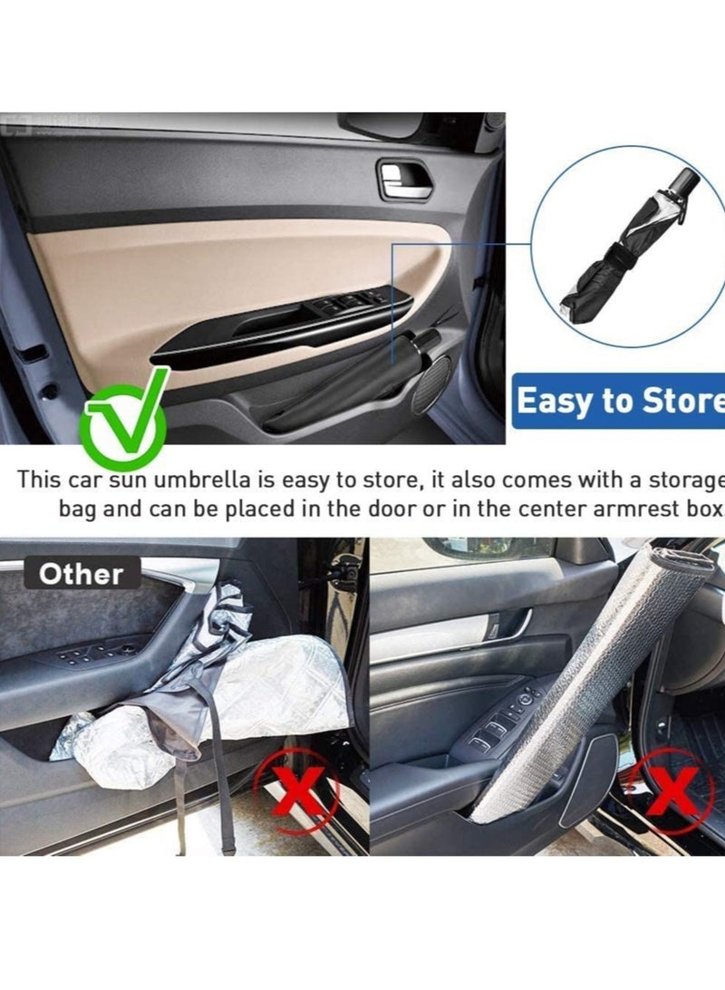 car sun shade umbrella for windshield,foldable sunshades umbrella for car front windshield Blocks UV Rays heat，Sun Visor Protector Keep Vehicle Cool and Protects Auto Interior (145cm*79cm) - Image 4