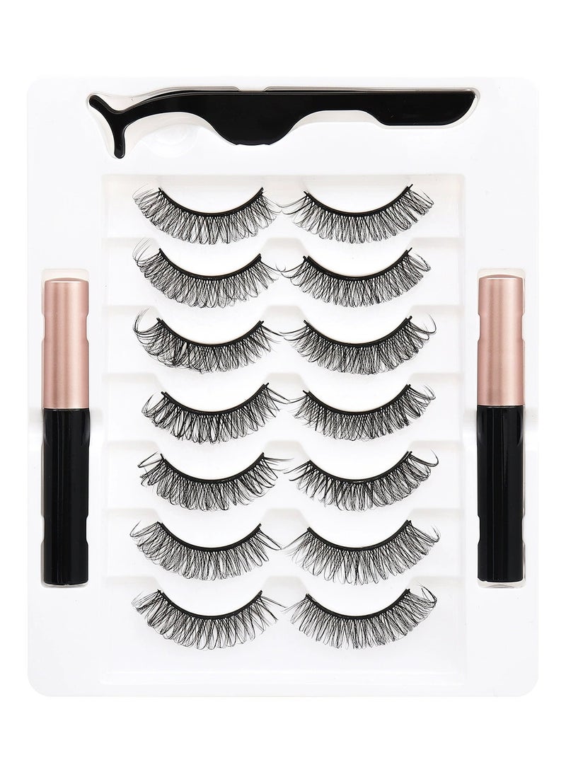 ORiTi مجموعة رموش صناعية مغناطيسية 3D من شعر المنك التقليدي، 10 أزواج من الرموش السميكة الأوروبية والأمريكية، مجموعة رموش مزدوجة الأنبوب - Image 1