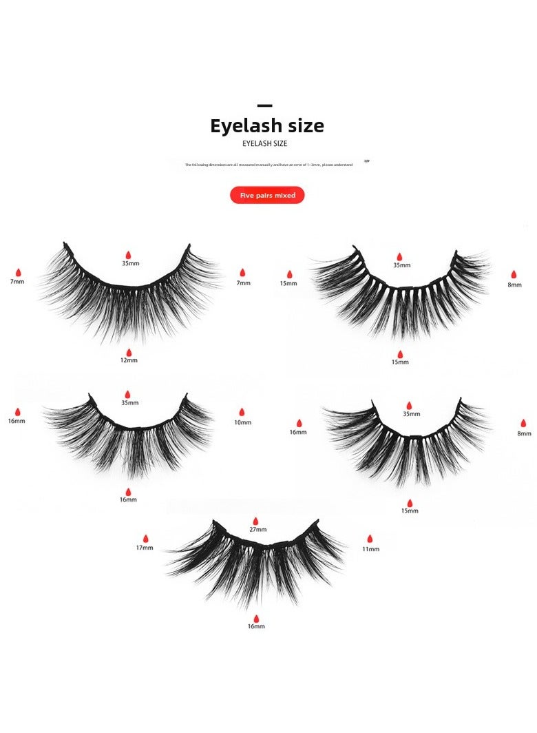 ORiTi مجموعة رموش صناعية مغناطيسية 3D من شعر المنك التقليدي، 10 أزواج من الرموش السميكة الأوروبية والأمريكية، مجموعة رموش مزدوجة الأنبوب - Image 2