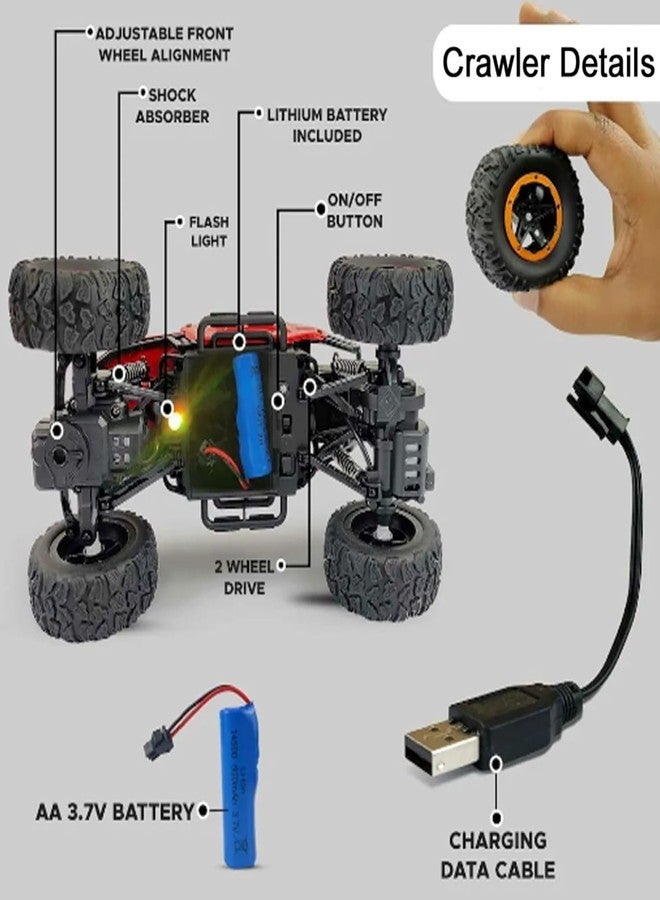 CRADIAX Remote Control Car for Kids with Mist Smoke Effect 2 Wd Monster Truck Climbing Rc Toy Vehicle Car for Boys and Girls - Multi Colour - Image 4