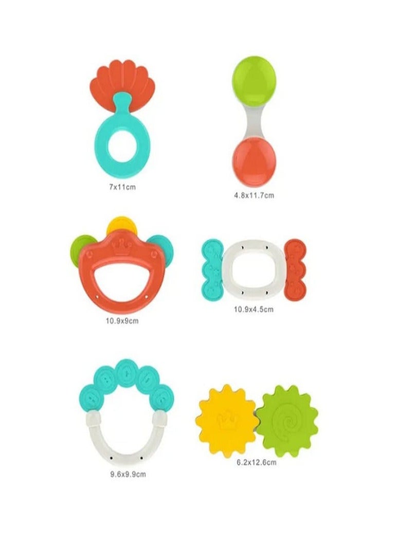 6-Piece Silicone Baby Hand Rattle Set - High-Quality Sleep Rattles for Babies 1-24 Months - Image 1
