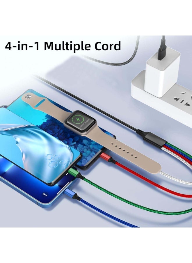 Upgraded Multi Charging Cable for Apple Watch Charger 4 in 1 Magnetic iWatch Charger Nylon Braided C/USB-C/L/Micro Compatible with iWatch Series Phone And Android  Device,120CM