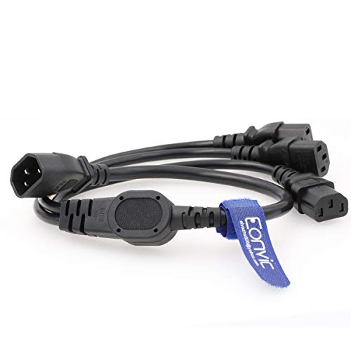 Eonvic IEC 320 C14 Male to 3 x C13 Female Y Splitter Power Cable 2ft/60cm - Image 1