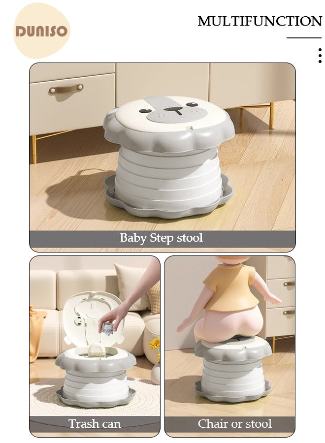 DUNISO مرحاض تدريب على استخدام المرحاض قابل للطي للأطفال، مرحاض سيارة قابل للطي مع أكياس تخزين، كرسي مرحاض للسفر للأطفال، مرحاض محمول للتخييم في الهواء الطلق وفي الأماكن المغلقة - Image 2