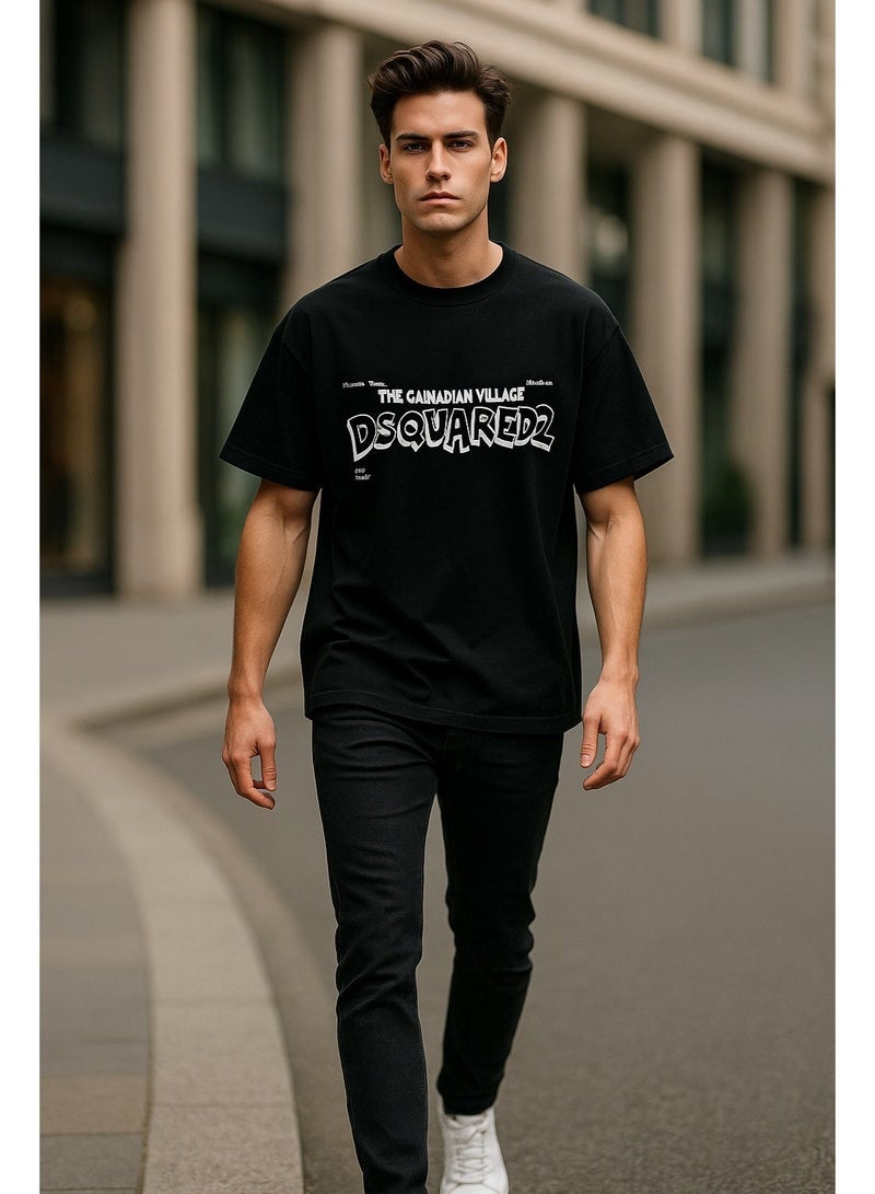 DSQUARED2 Men’s Oversized Graphic T-Shirt – Premium Cotton Streetwear Casual Top - Image 3