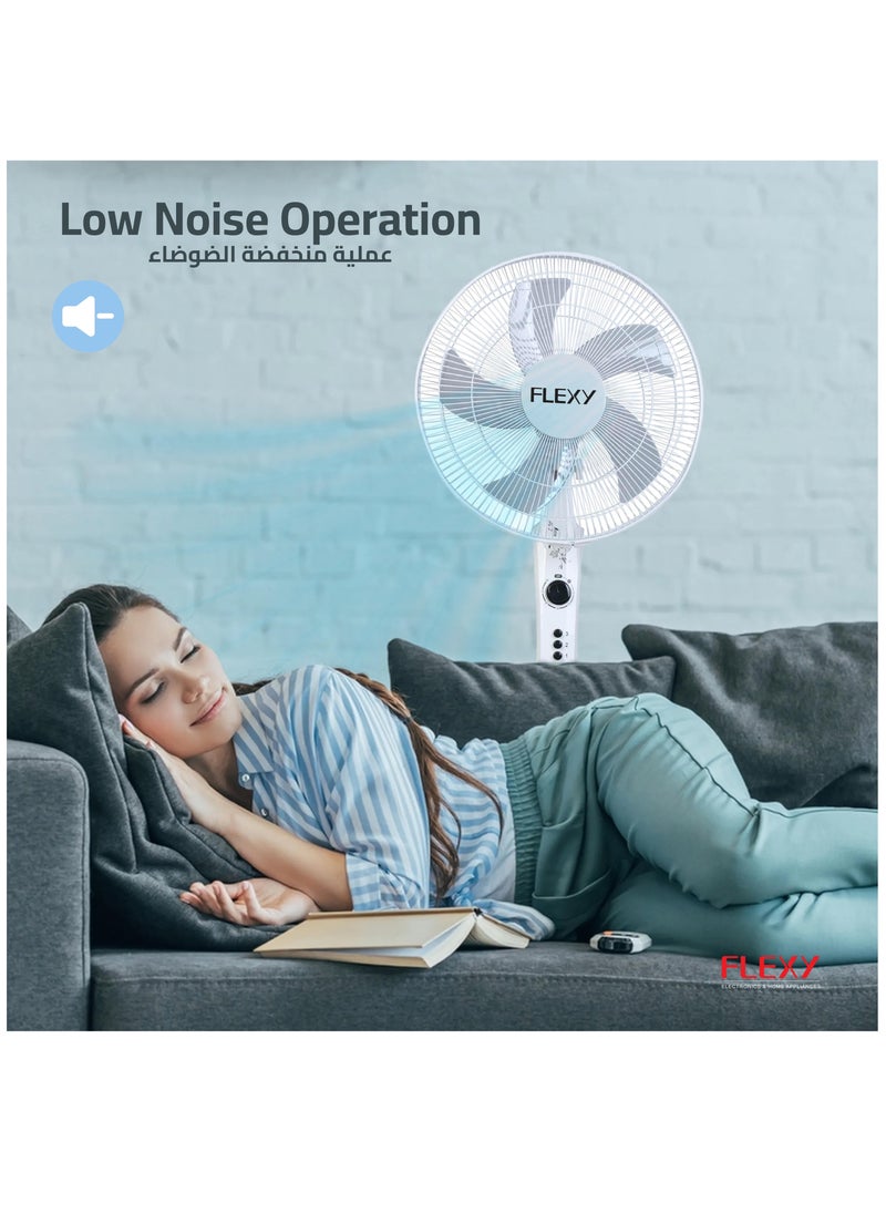 Flexy - FLEXY 16-Inch Stand Fan with 60-Minute Timer, 3-Speed Settings, Energy Efficient, High Velocity, Low Noise 100% Copper Motor, and Strong Safety Grill. - Image 1