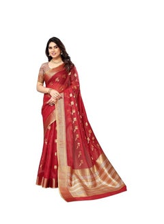 Accessorize Kingdom Women's Kota Doria Cotton Boarder Saree With Unstitched Blouse Piece  - Image 1