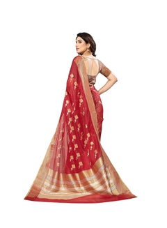 Accessorize Kingdom Women's Kota Doria Cotton Boarder Saree With Unstitched Blouse Piece  - Image 2