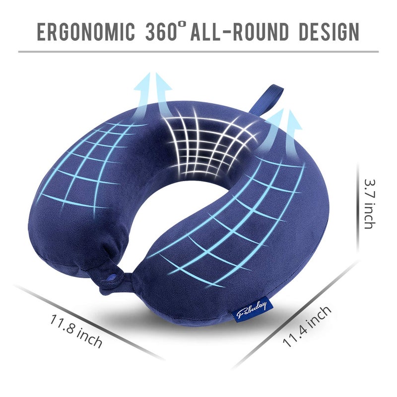 Fabuday Travel Pillow Memory Foam - Head Neck Support Airplane Pillow for Traveling, Car, Home, Office, Travel Neck Flight Pillow with Attachable Snap Strap Soft Washable Cover - Image 5