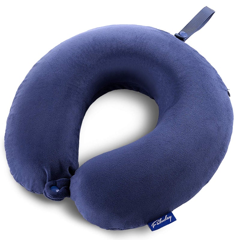 Fabuday Travel Pillow Memory Foam - Head Neck Support Airplane Pillow for Traveling, Car, Home, Office, Travel Neck Flight Pillow with Attachable Snap Strap Soft Washable Cover - Image 1