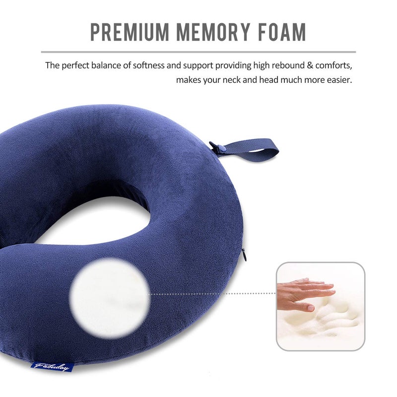 Fabuday Travel Pillow Memory Foam - Head Neck Support Airplane Pillow for Traveling, Car, Home, Office, Travel Neck Flight Pillow with Attachable Snap Strap Soft Washable Cover - Image 4