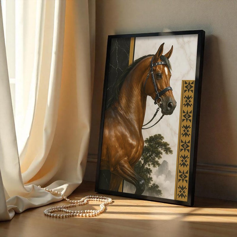 Marktna One canvas painting with a Najdi art design and a hollow frame, measuring (60×90), single piece - Image 2