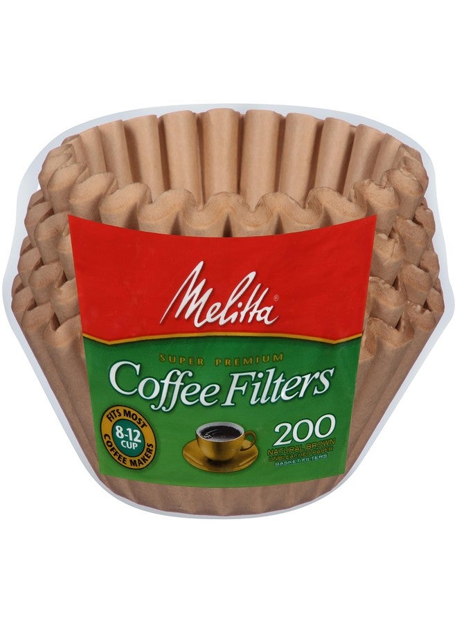 Melitta 8-12 Cup Basket Coffee Filters, Natural Brown, 200 Total Filters Count - Image 1
