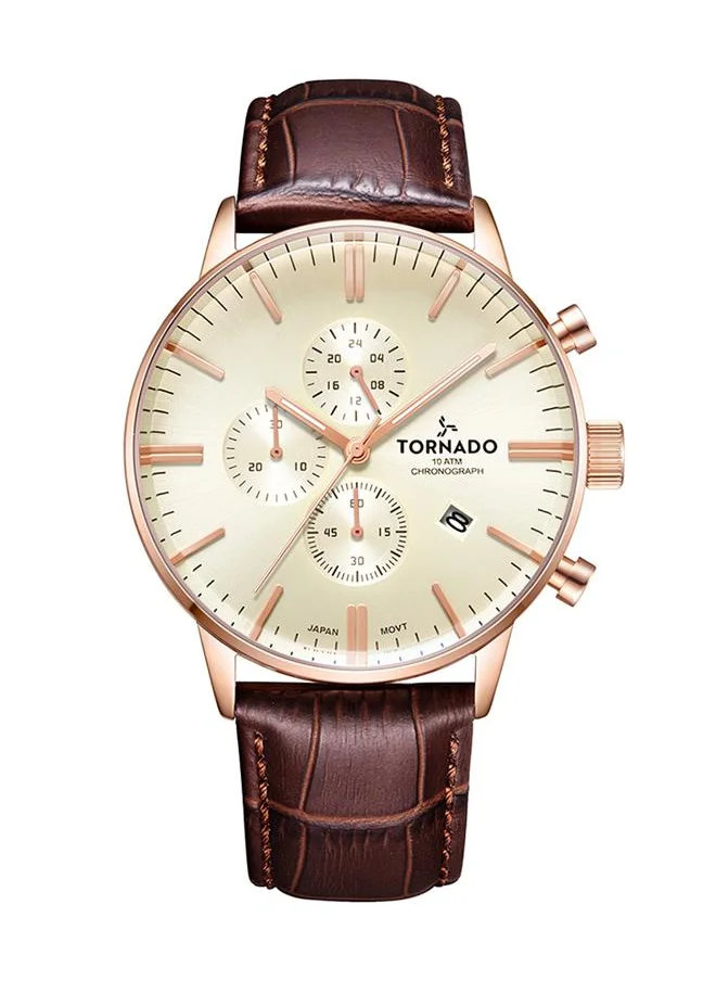 TORNADO Tornado CELESTIA ELITE T6102-RLDI Men's Chronograph Display Watch & Leather Strap Brown